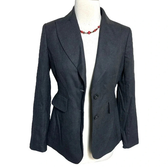 Body by Victoria women’s size 2 grey tweed 2 button blazer Office Siren - Picture 2 of 7